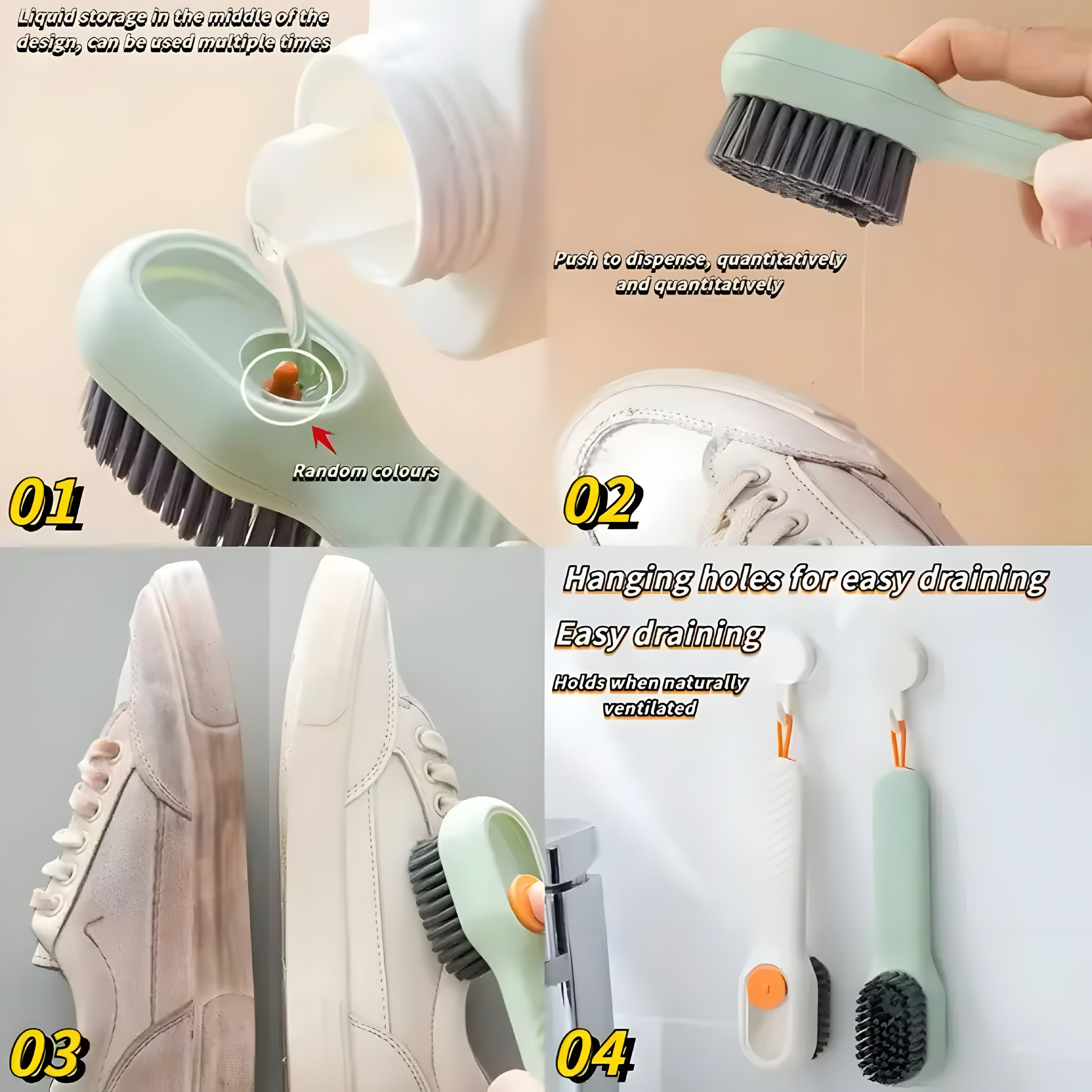 Multifunctional Shoe Cleaning Brush with Built-In Soap Dispense