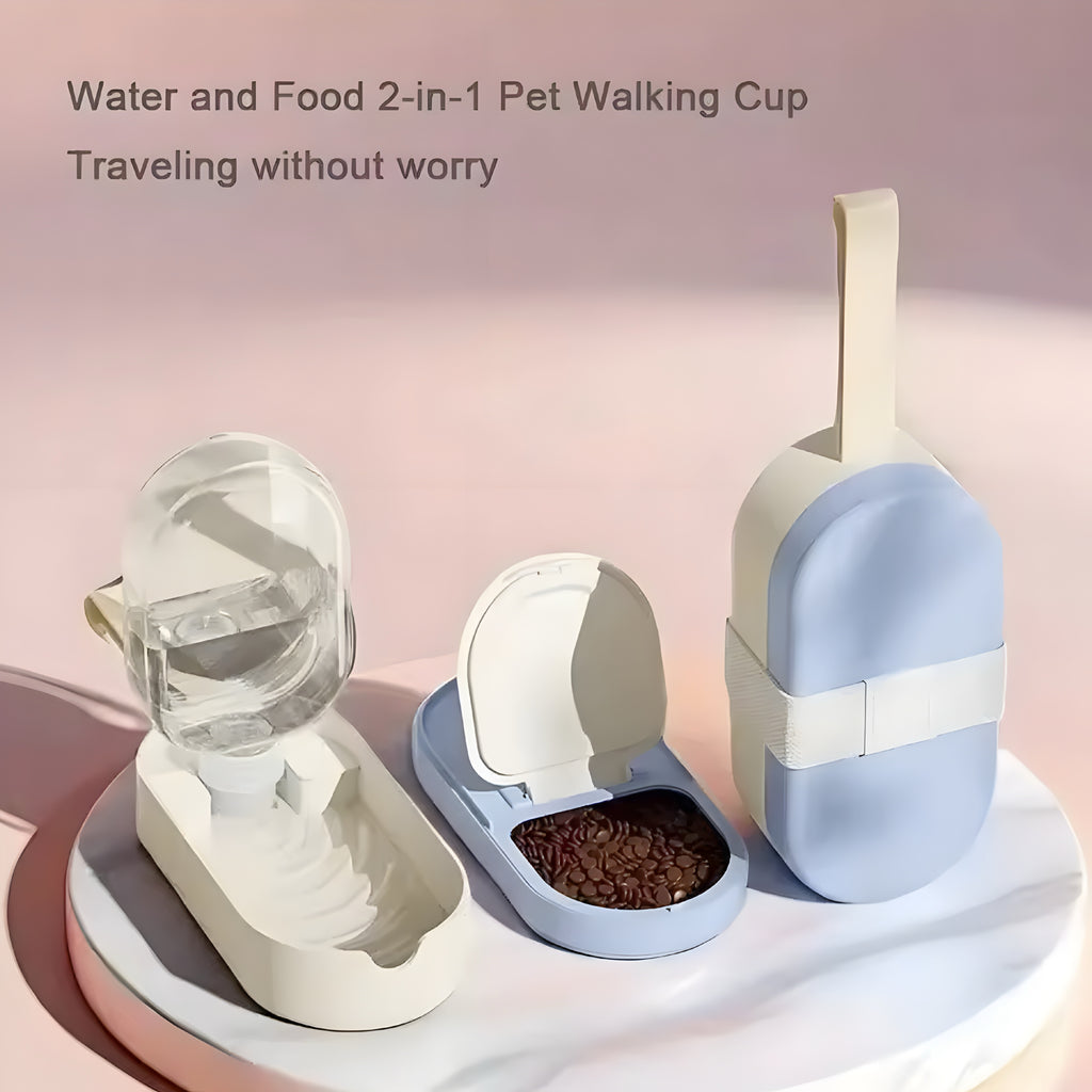 2-in-1 Portable Pet Water Bottle & Feeder