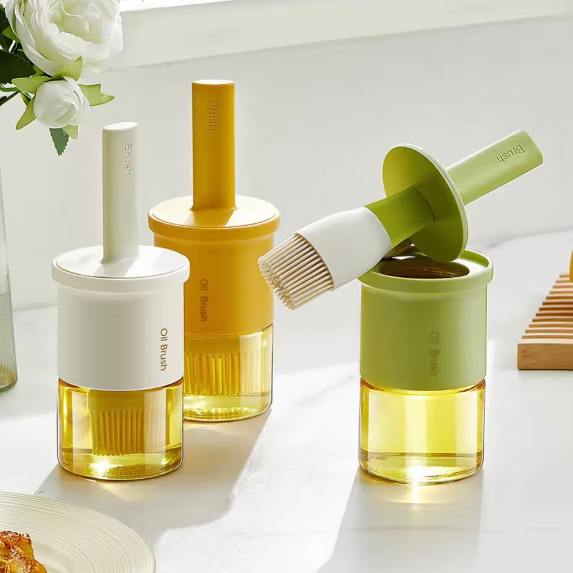 2-in-1 Oil & Sauce Dispenser Bottle with Brush