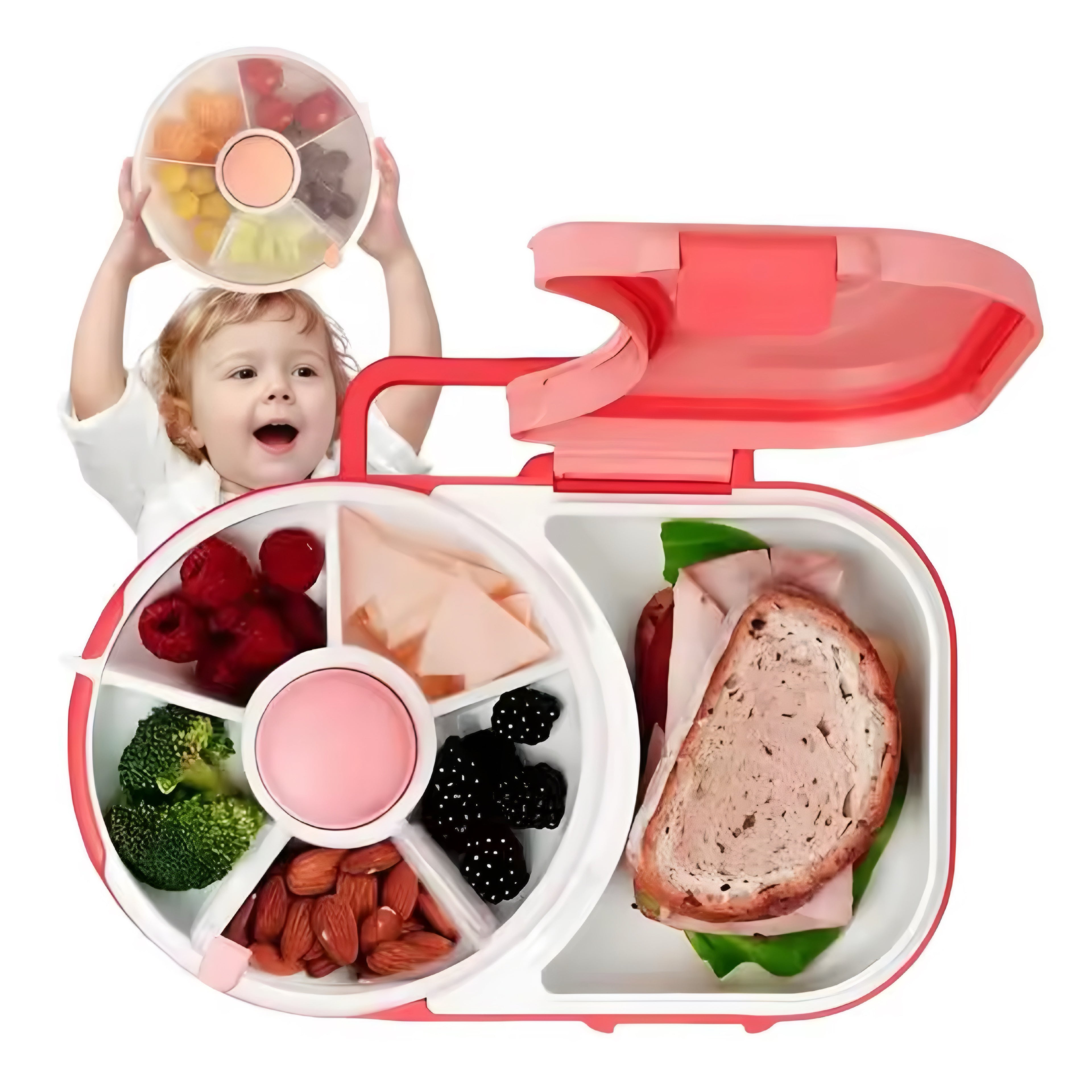 Kids Rotating Lunch Box with Snack Spinner